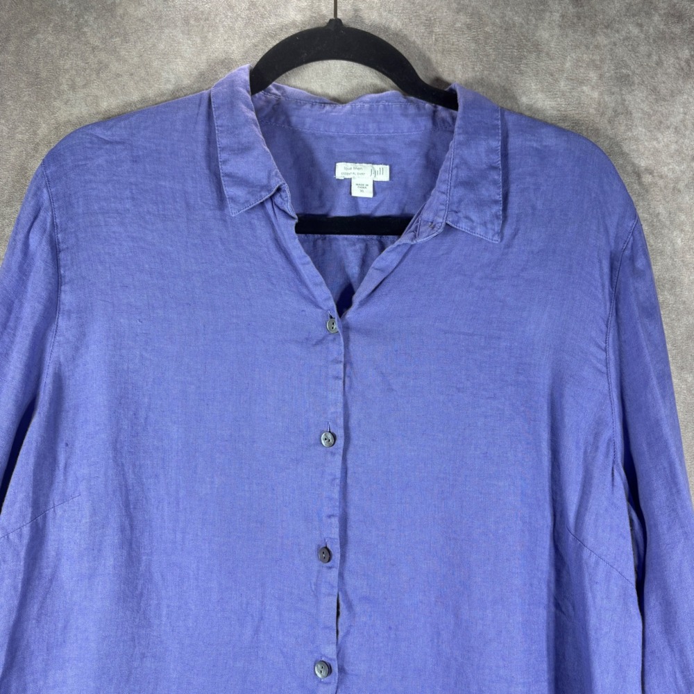 J. Jill Button Down Shirt Womens XL Purple Love Linen Essential Shirt Casual - Picture 2 of 9